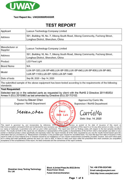 中国 Luxsun lighting Co.,Ltd 認証