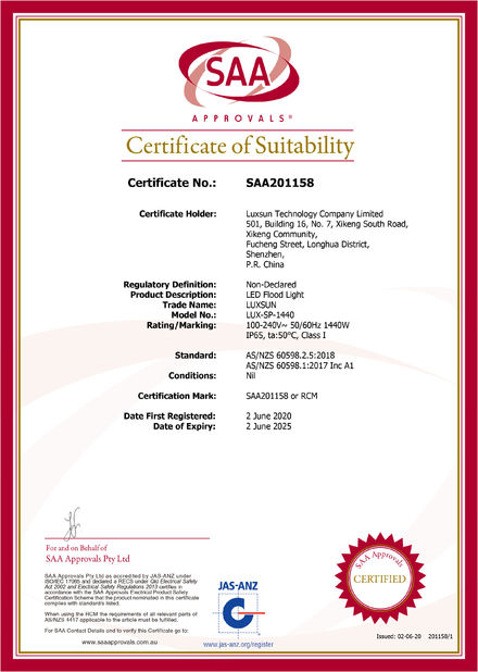 中国 Luxsun lighting Co.,Ltd 認証