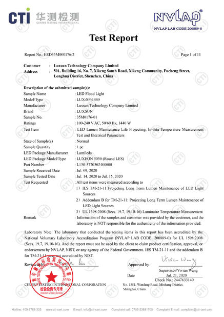 中国 Luxsun lighting Co.,Ltd 認証